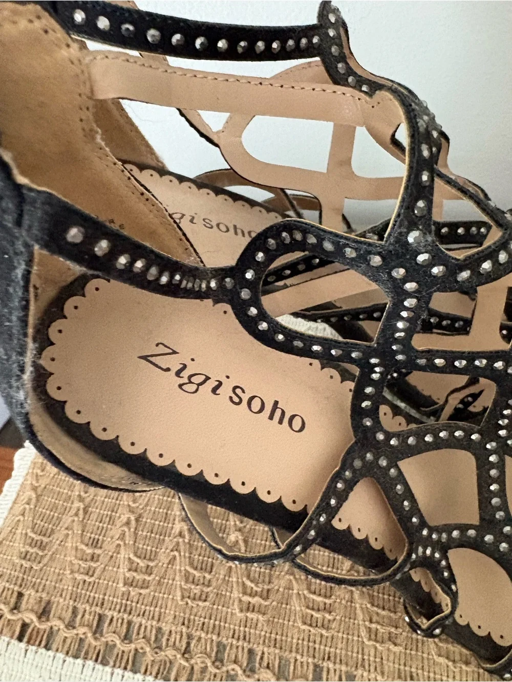 Zigi Soho Daliyah Black Rhinestone Cage Stiletto Heels Size 10